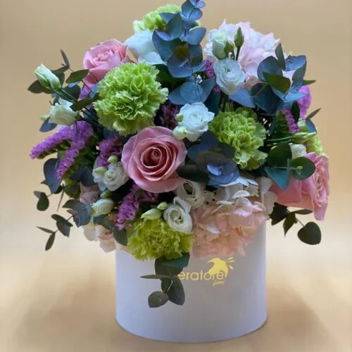 Flower cube con fiori pastello